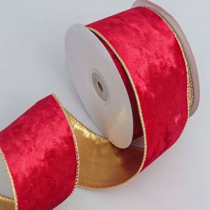 Ruban en velours de luxe de haute qualité avec bordure dorée de 6,3 cm pour emballage cadeau de Noël, 10 yards/rouleau - Product Image 4