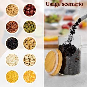 Multifunctional Kitchen Glass Food Container with Spoon Bamboo Lid Seal-for Spices <b>Jars</b> - Product Image 5