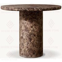 Meubles de salon de style nordique moderne, table console en marbre pour couloir, table d'entrée ronde en travertin