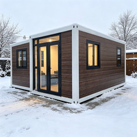 Casa Contenedor Prefabricada Expandible con Puerta Francesa de Vidrio Grande, Resistente a la Humedad, Desmontable, Cabaña Modular de 2 Dormitorios