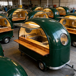 Carrito de Venta Móvil Compacto con Domo Verde y Estructura Resistente para Operaciones de Café y Catering - Product Image 3