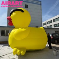 Canard gonflable jaune de 4 m de haut, personnalisé, en forme d'animal de dessin animé, avec lunettes de soleil noires