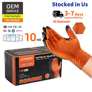 ANBOSON Orange Diamond Nitrile Gloves Guantes Nitrilo Powder Free Disposable Heavy Duty Orange Diamond Nitrile Gloves Disposable - Product Image 1