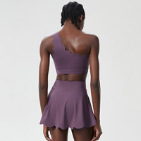 Vêtements de sport pour femmes, jupe de tennis à volants à une épaule, ensembles de vêtements de sport