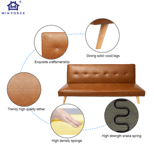Sofá <span class=keywords><strong>cama</strong></span> <span class=keywords><strong>plegable</strong></span> de cuero multifuncional, sala de estar sofá para, sentado y tumbado, muebles de madera de doble uso, patas de madera de caucho, Sofá <span class=keywords><strong>Cama</strong></span> - Product Image 4