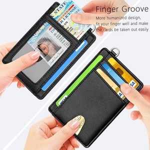 Custom Logo Minimalist Slim <b>Wallet</b> with <b>RFID</b> <b>Blocking</b> Front Pocket Leather Credit Card Holder for Men and Women Short Length - Product Image 3