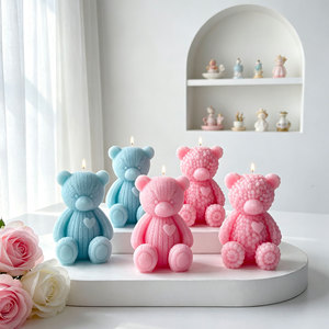 เทียนรูปหมีเท็ดดี้ 3 มิติ หลายสี ทำจากขี้ผึ้งถั่วเหลือง ของขวัญน่ารักสำหรับงานแต่งงานและวันเกิด - Product Image 3