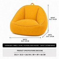 Fauteuil de salon de haute qualité, canapé compressé en boîte, petit canapé jaune moutarde au design cocon pour adultes et enfants dans la salle de lecture
