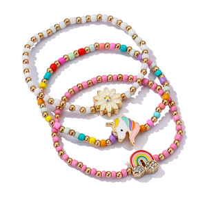 ランディハンドメイド カラフルビーズブレスレットセット レインボーユニコーンフラワーブレスレットセット 子供用 - Product Image 6