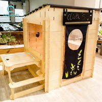 Asweets Maisonnette de jeu extérieure en bois pour enfants, écologique, éducative, sécurisée, interactive, à assembler soi-même, pour jardin, avec jeu de construction parent-enfant