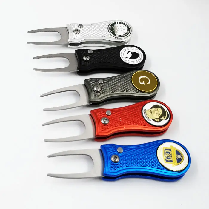 Golf Customized Retractable Switch Blade Ball Markers Divot Tool Bottle Opener