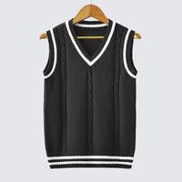 HANO Gilet sans manches en tricot torsadé col en V style preppy coréen, coupe ajustée, pour automne et hiver