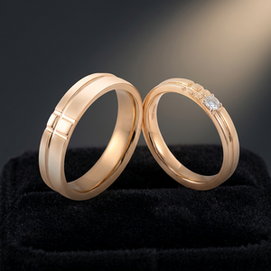 Classic Round 3mm Natural Diamond <b>Couple</b> Wedding <b>Rings</b> Men Women Engagement Gift Fashion 18K Yellow Gold Certified <b>Ring</b> Set - Product Image 3