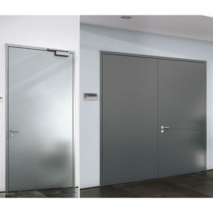 商業ホテルインテリアモダンダブルリーフスチール耐火ドアデザイン工業用耐火ドアプッシュバー開口部ハンドル - Product Image 5