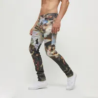 DiZNEW OEM/ODM Trend Digital Printed Famous Painting Denim Pants Skinny MenのJeans
