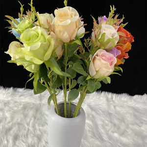 Commercio all'ingrosso moderno Design innovativo lungo 3 teste gomma Zixia fata <span class=keywords><strong>rosa</strong></span> artificiale Fower dekoration - Product Image 3