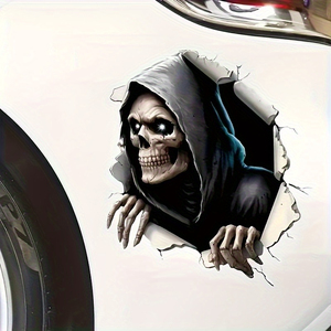 Pegatina 3D para coche con diseño de calavera de Grim Reaper, pegatina de vinilo impermeable de PVC para camión y motocicleta - Product Image 1