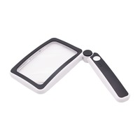 New Foldable Square Handheld Magnifying Glass USB Charging 10 LEDs Three Light-level Settings Battery-level Indicator