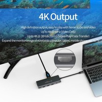 RJ45 1000M Audio 3,5MM SD TF Kartenleser USB 3.0 USB-C Hub 9-in-1 HDTV 4K 60Hz USB Typ-C Ladeadapter