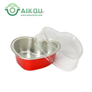 Moules à pâtisserie jetables en <span class=keywords><strong>aluminium</strong></span>, 100ml, en forme de cœur, pour poêle à gâteau avec couvercle, livraison gratuite - Product Image 3