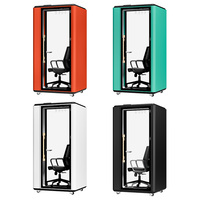 Cabine de travail insonorisée mobile pour intérieur, cabine téléphonique acoustique pour une personne, cabine de travail individuelle avec éclairage LED et circulation d'air