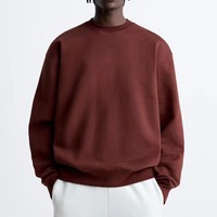 Sweat-shirt d'hiver unisexe en molleton épais de coton, coupe oversize, col rond, avec manches lanternes et poche, taille XL