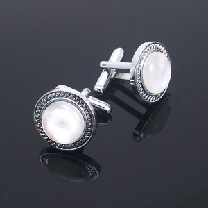 <span class=keywords><strong>Gemelli</strong></span> da Uomo in Ferro Stile Francese <span class=keywords><strong>con</strong></span> Intarsio in Imitazione Madreperla, Regalo Aziendale per Matrimoni e Feste - Product Image 2