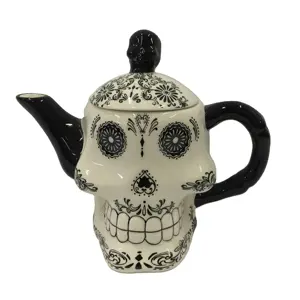 Day of the Dead Sugar Skull shape Ceramic tea pot, 3D Porcelain Teapot at any shape & size & Color