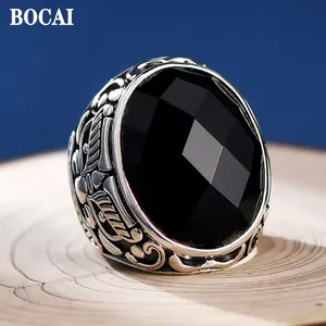 बोकाई 100% s925 चांदी रेट्रो दैवीय पशु ग्लूटोनस चौड़ा आदमी रिंग पंक शैली अतिरंजित अतिव्यापी व्यक्तित्व राष्ट्रीय शैली - Product Image 3