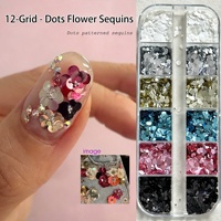 12grilles de paillettes pour ongles de luxe, tailles mixtes, ultra-fines, lumineuses, métalliques, rondes, holographiques, pour la décoration d'ongles