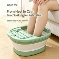 Bassin de spa pour les pieds pliable en plastique portable |   Bac de massage pour les pieds avec support pour téléphone et couvercle |   Baignoire multifonctionnelle pour la maison et la salle de bain