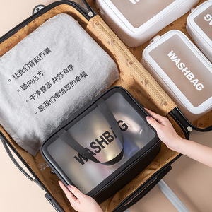 Washbag Toiletry Bag Set Pink Transparent Travel Cosmetic Organizer Rectangle Shape For Trip - Product Image 3