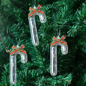 Adorno de Bastón de Caramelo Navideño con Bola de Discoteca - Pequeña Bola de Espejo con Forma de Bastón <span class=keywords><strong>para</strong></span> Árbol de Navidad, Decoración Navideña <span class=keywords><strong>para</strong></span> el Hogar, Regalo <span class=keywords><strong>para</strong></span> Fiestas - Product Image 1