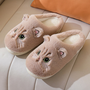 Chaussons d'intérieur pour femmes, doublure en sherpa moelleuse, pantoufles d'hiver pour la maison, pantoufles originales pour femmes, chat en peluche 3D, antidérapantes, chaudes - Product Image 2