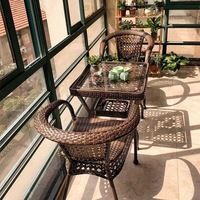 Ensemble de chaises et table de thé en rotin pour cour et balcon, design moderne, pour extérieur et patio
