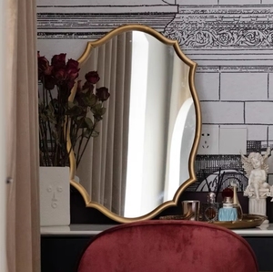 Miroir mural ovale décoratif à cadre festonné doré pour chambre à coucher vintage française, salon, hôtel, vente en gros - Product Image 6