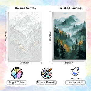 Kit de peinture par numéros encadré pour adultes et enfants DIY Mountain Forest Painting by Numbers Canvas Home Wall Art Gift - Product Image 2