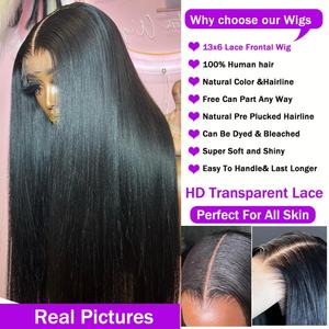 40 Inches HD Lace Full Virgin Brazilian Human Hair <b>Wigs</b> Deep Wave Curly Transparent Lace Front Human Hair <b>Wigs</b> for Black <b>Women</b> - Product Image 3