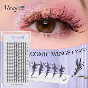 Extensions de cils naturels Manga 0,07 mm C Curl faites à la main, 12 rangées, 8-15 mm, fournitures pour cils - Product Image 2