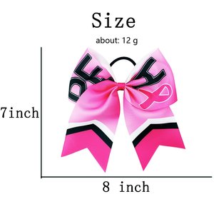 8 pouces <span class=keywords><strong>pas</strong></span> <span class=keywords><strong>cher</strong></span> ruban rose Cheerleading arcs bandeau pour les filles et les femmes SIDA jour sensibilisation cheveux cravate Cheer Bows - Product Image 5