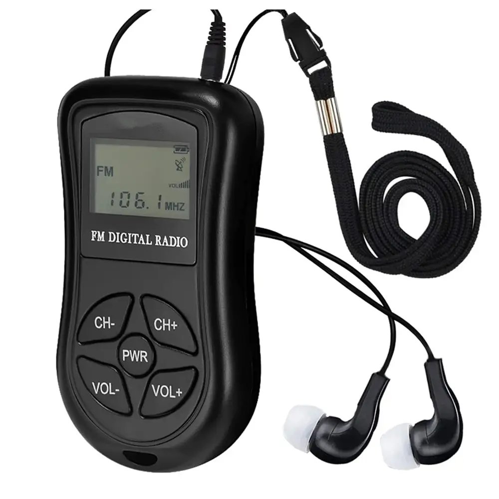 Mini récepteur radio FM à affichage numérique portable Fonction stéréo de style poche chaude Matière plastique Comprend un écran d'horloge