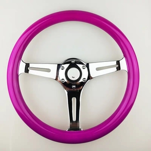 Universal madera azul metálico de cromo 6 perno 350mm racha estilo volante del coche de carreras - Product Image 4