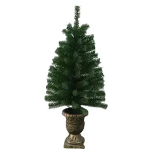 Mini PVC Christmas Tree in Angel Basin with warm white lights and Battery box for Tabletop