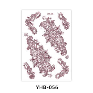 ملصق وشم الحناء المقاوم للماء بتصميم الدانتيل والزهور والماندالا، ملصق وشم بتصميم الفيل والزهور للنساء لحفلات الزفاف - Product Image 1
