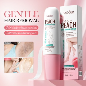 Crème dépilatoire permanente à action rapide, sans <span class=keywords><strong>douleur</strong></span>, parfumée à la pêche, douce pour la peau, vente en gros, marque privée OEM SADOER - Product Image 1