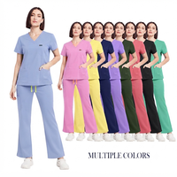 Ensembles de blouses médicales pour femmes en poly-rayonne et élasthanne, doux, respirants, anti-humidité, 10 poches, logo personnalisé, haute qualité