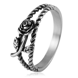 yunnique Stainless Steel Flower <b>Ring</b> Women's Rose Design Hollow Punk Style Gift Jewelry - Product Image 1