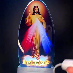 Lámpara Nocturna Moderna LED 3D de Acrílico con <span class=keywords><strong>Luz</strong></span> Cálida de Jesús, Virgen María y Salvador, Regalo para Sala de Estar, Lámpara Religiosa - Product Image 1