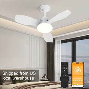 24.4" White <b>Ceiling</b> Fan with <b>Light</b> Dimmable LED APP & <b>Remote</b> <b>Control</b>, Flush Mount for Bedroom Living Room Covered Patio - Product Image 1