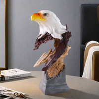Sculpture en résine d'aigle chauve avec des plumes réalistes, tête blanche et bec orange, statue d'oiseau majestueux pour la décoration de la maison et du bureau